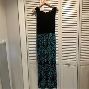Auselily Black and Blue Maxi Dress